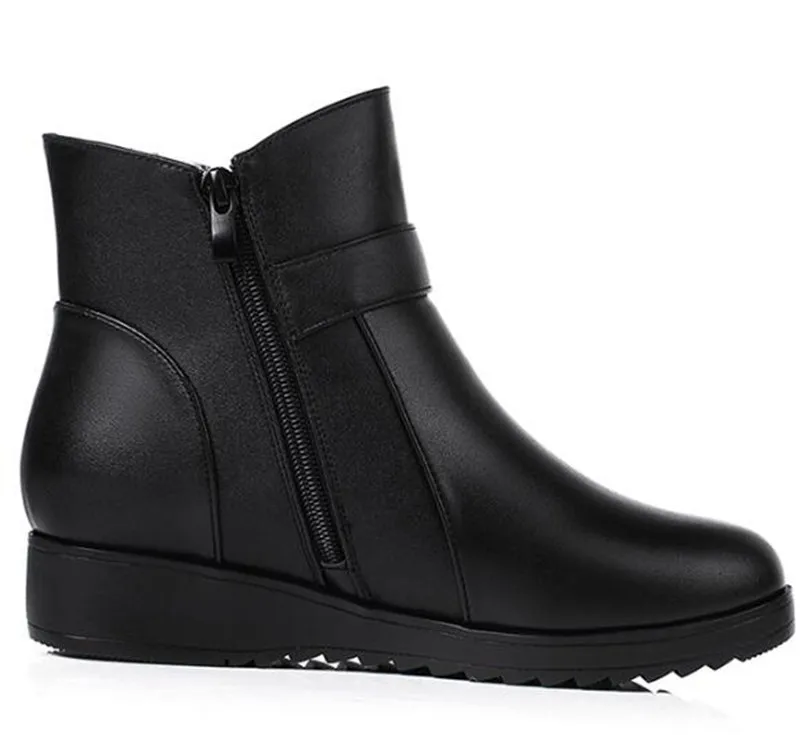 laine Plat Cuir D'hiver Chaussures Nouveau Chaud Chaude Femmes Véritable Plus 2018 La Peluche Strass Neige Bottes Taille Noir En Métal bleu uF1JcKlT3