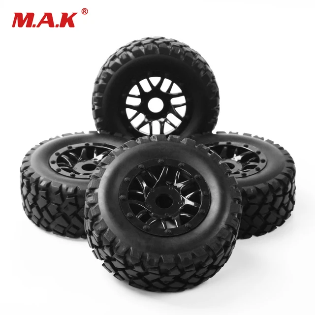 Best Offers RC 1:10 Short Course Truck Tires Tyre Wheel Rim 17mm Hex W Adapter For TRAXXAS SLASH HPI Car Parts and Accssory PP0339+PP1003K