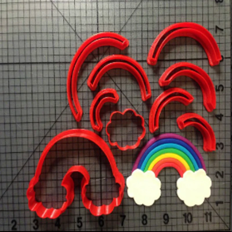Изготовленные на заказ 3D печатные формочки для печенья Радуга и набор облаков помадка режущие инструменты для печенья, мастики, Формы для кексов, украшения тортов