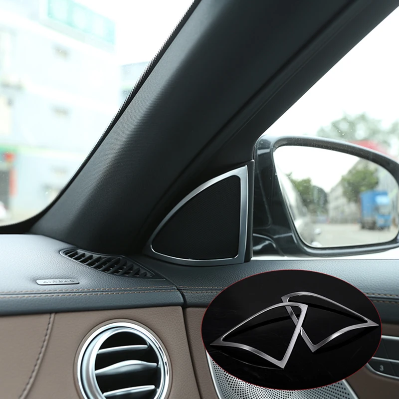 

For Mercedes Benz W222 S Class S320 S400 AMG 2014-2017 Car-Styling ABS Matte Chrome Front Door Speaker Cover Trim Sticker