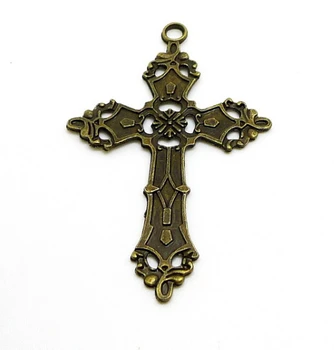 

A6894 cross 50 pc / lot 3.5 g 55x35mm bronze colour alloy bead jewelry accessories wholesale