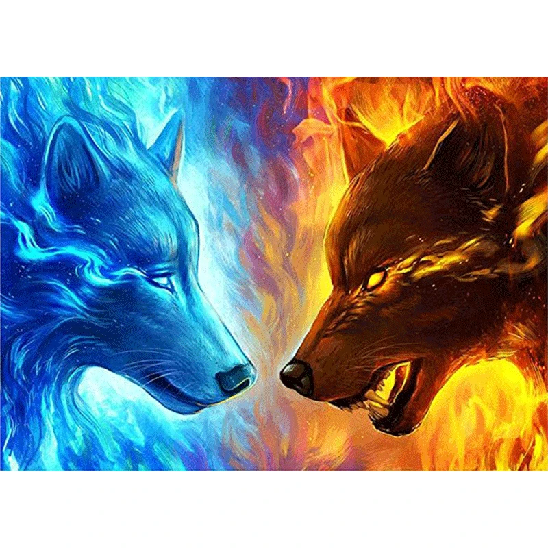 

3D Diy Diamond Painting Cartoon Wolf Full Square Cross Embroidery Round Rhinestone Photo Gift Pearl Diamond Mosaic Decoration