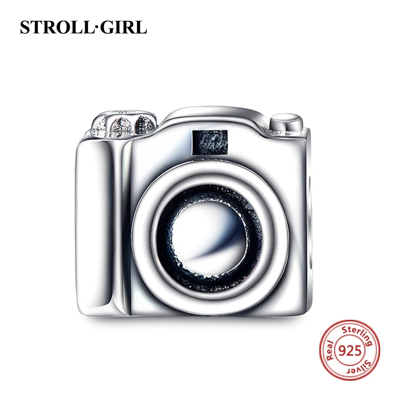 

100% 925 Sterling Silver Beads Camera Model European Charms Bead Fit Original pandora Bracelet Berloques Authentic pendant DIY