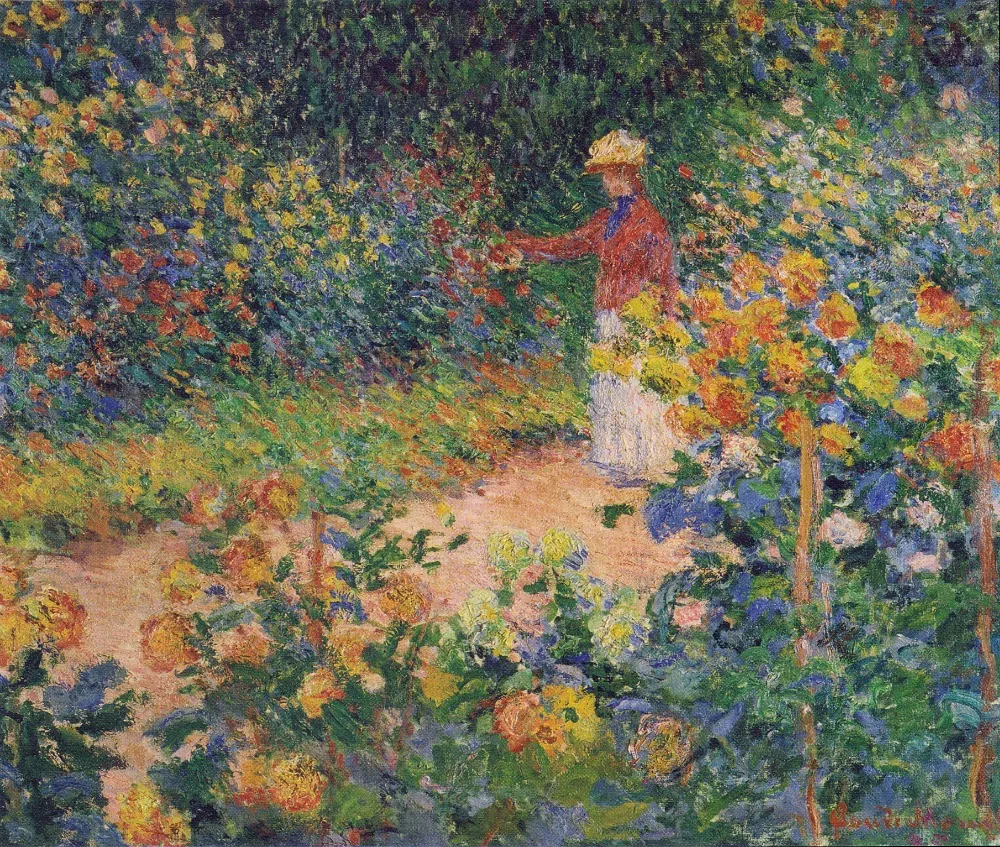 100% ручная работа пейзаж Картина маслом Размножение на льняном холсте in-the-garden-1 от