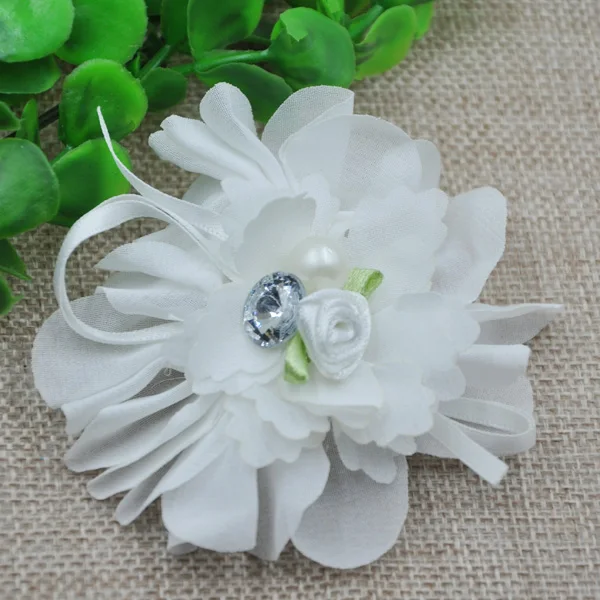 7 шт. upick лента с цветком из органзы аппликации свадебное Шитье с большим цветком и A083 - Цвет: White