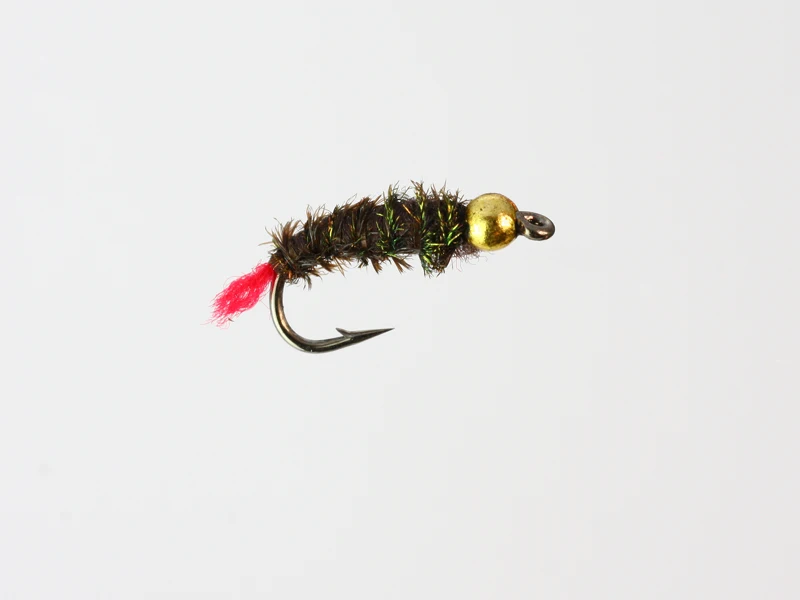 100 Pcs Bead Head Caddis Pupa Black/Red Nymphs Flies Fly Fishing Lures