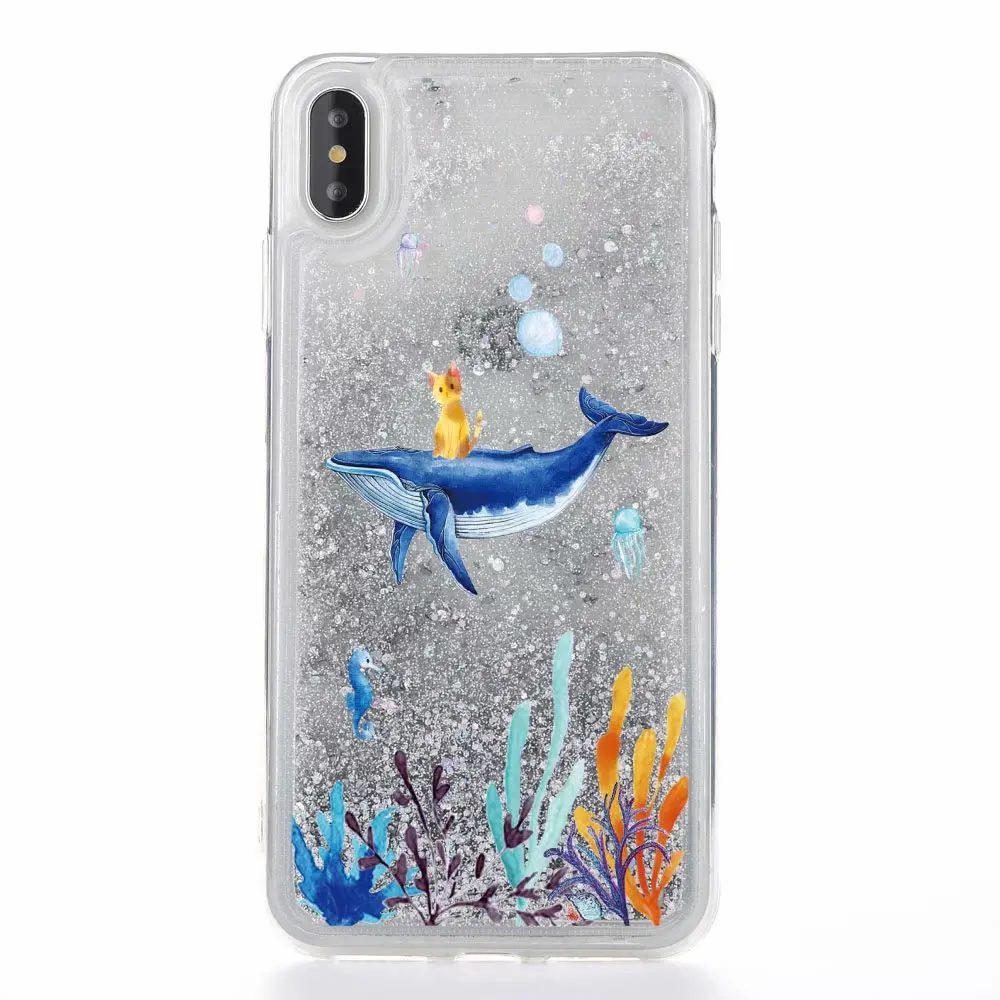 2018 Новый КИТ Sea World чехол для iPhone Xs Max Xr X 8 7 6s 6 Plus динамический блестка жидкий Cover для samsung S9 S8 примечание 9