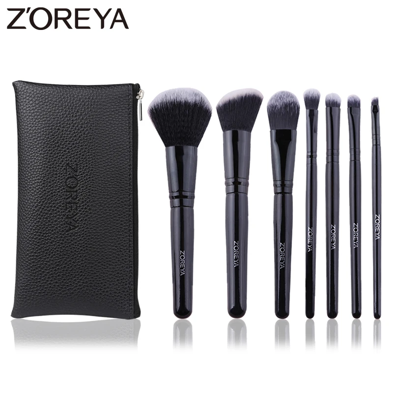 Sombra para os Olhos Conjunto de Cosméticos Zoreya Marca Preto Angulado Blush Crueldade Livre Maquiagem Escovas Confortável Sintético pó Corretivo 7 Pçs