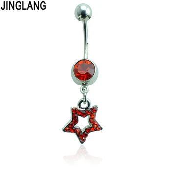 

Fashion Belly Button Rings Stainless Steel Barbell Rhinestone Star Navel Piercing Jewelry