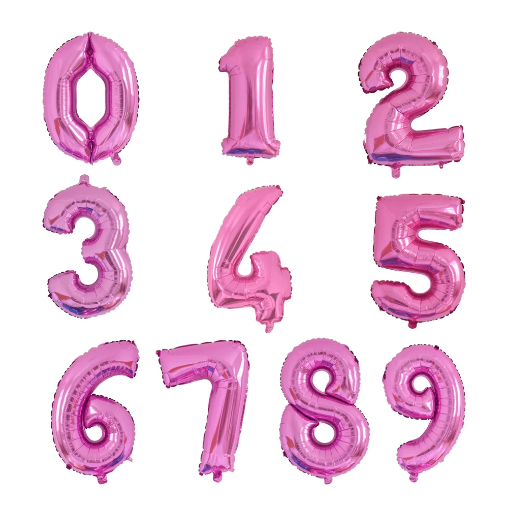 32 дюймов золотое серебряное число фольгированных шаров цифра воздушный шар День рождения Свадебные украшения фигура шар вечерние шары Globos - Цвет: Pink