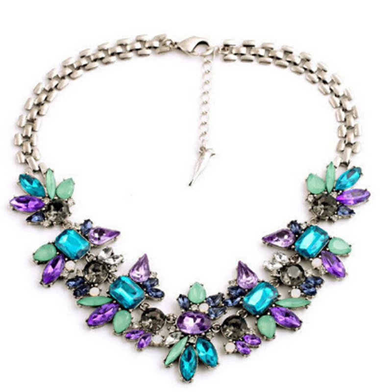 

New Hot Luxury Created Crystal Flower Pendant Statement Necklace Fashion Jewelry Women Accessories