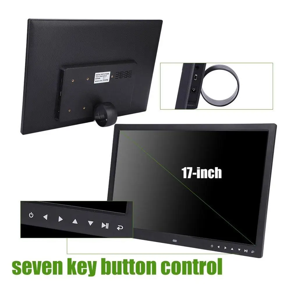 US $115.17 17Inch HDMI Movie Player Digital Photo Frame Album Touch Button Alarm Clock MP3 MP4 Remote Control