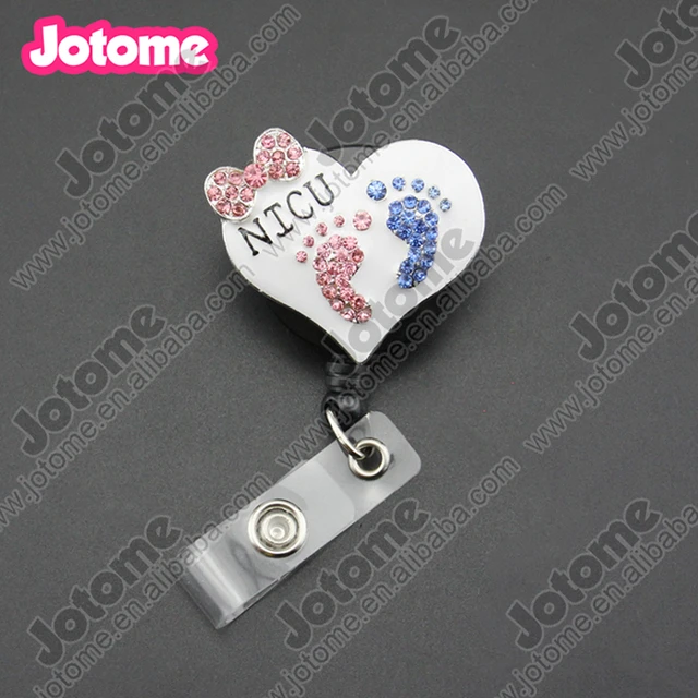 100pcs Mix Style A Lots New Style Baby Footprint NICU Nurse Retractable ID  Badge Reel Holder - AliExpress