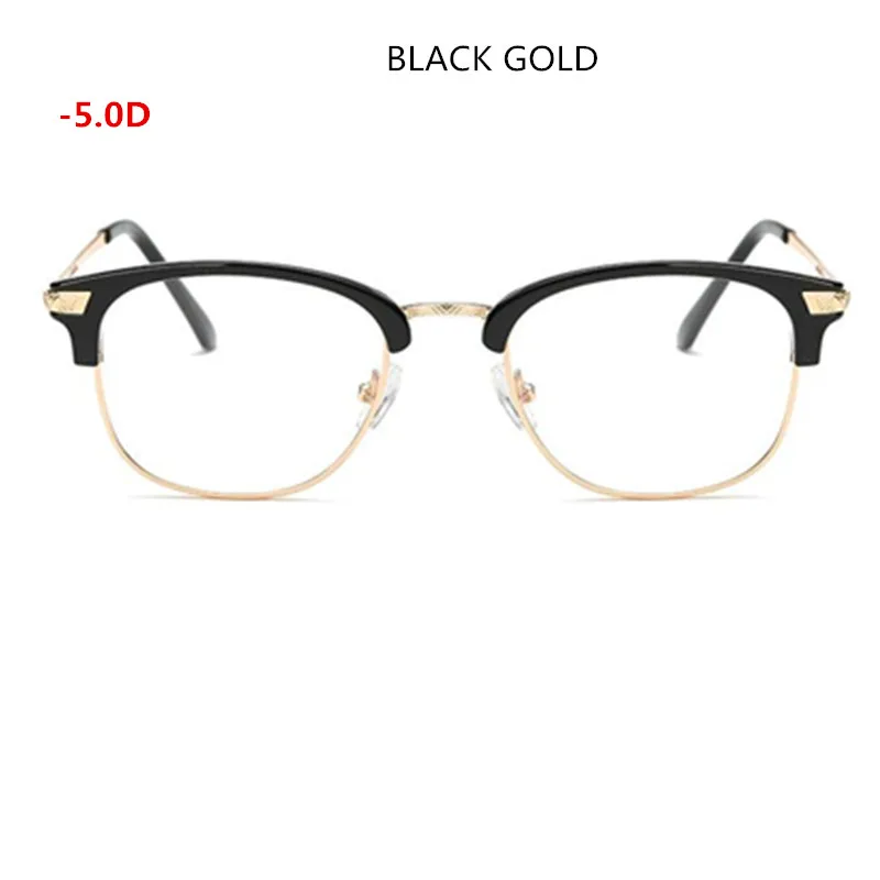 Нержавеющая компьютер близорукость очки Для мужчин солнцезащитные очки в металлической оправе очки Анти Blue Ray оправа для очков-1,00-1,50-4,0 диоптрий - Цвет оправы: Gold Myopia500