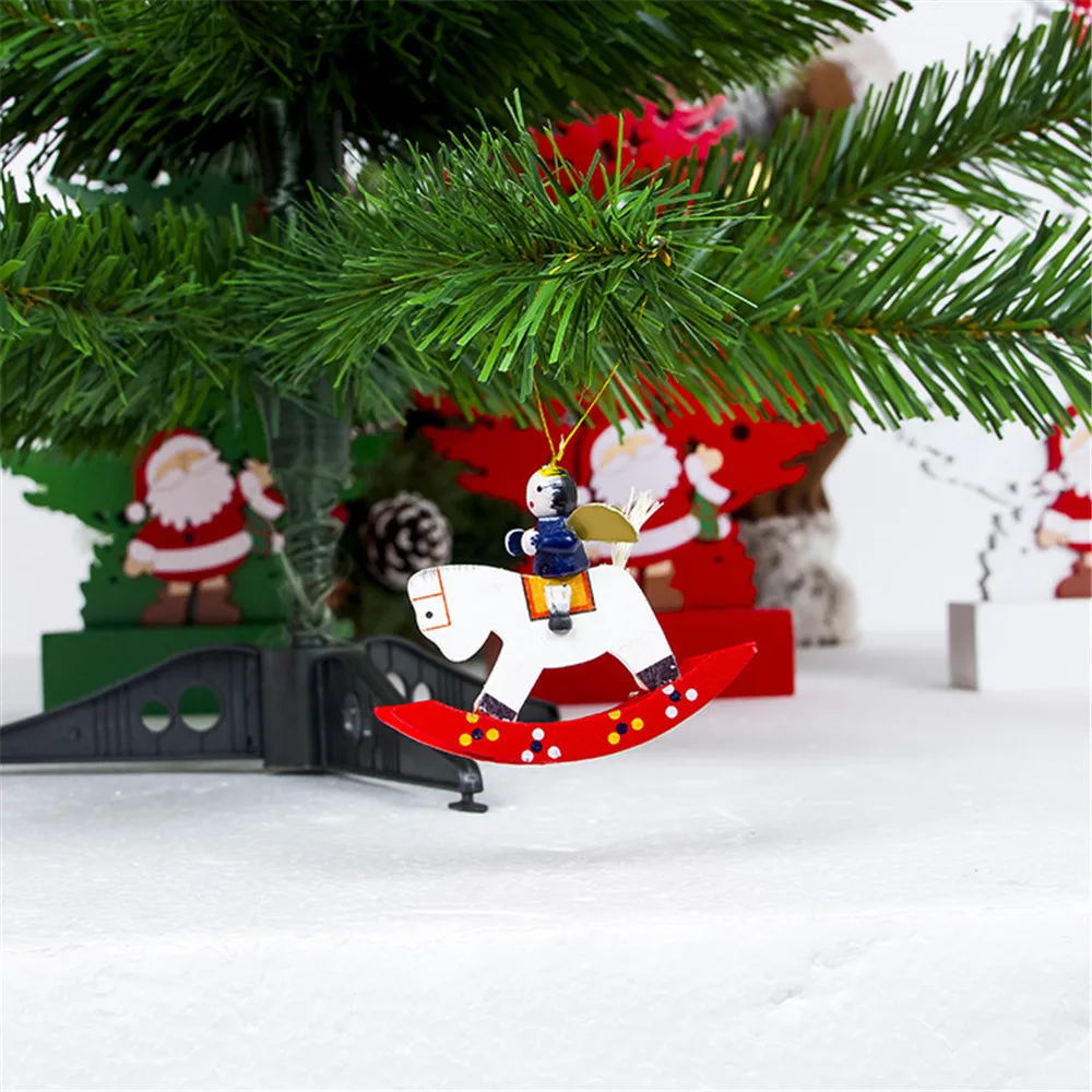 12 традиционная деревянная Рождественская елка висячие украшения качалка для дома декоративная игрушка барабан Ангел безделушки Рождественский орнамент
