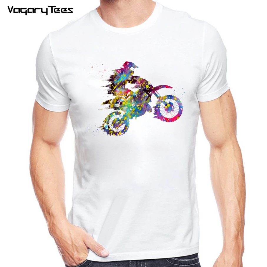 Fashion Brand Clothing Short Sleeve Summer T Shirt Freestyle Motocross Jump Kick Motorcycle Top