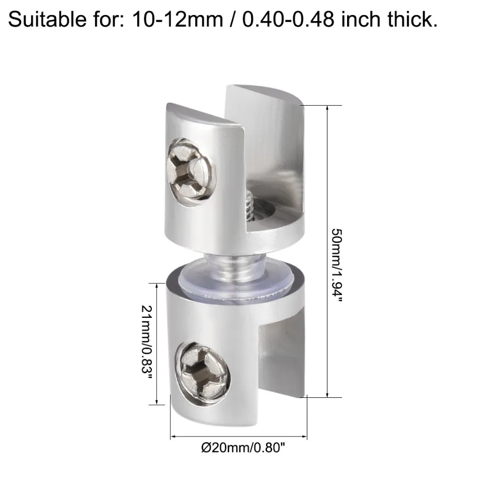 Uxcell 10 шт. двухсторонний 10-12 мм стекло держатель полки стеклянный зажим 5,7x18 мм резьба Высокое качество мебельная фурнитура 21x50 мм