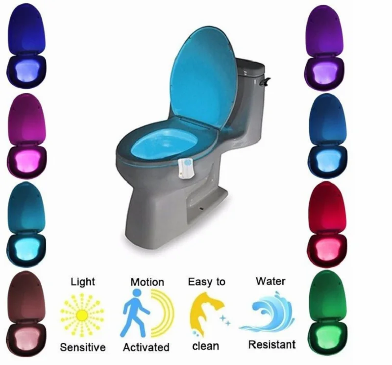 

8 Colors Change LED Toilet Night Light Smart Body Motion Sensor Portable Seat Bathroom Night Lamp WC Light
