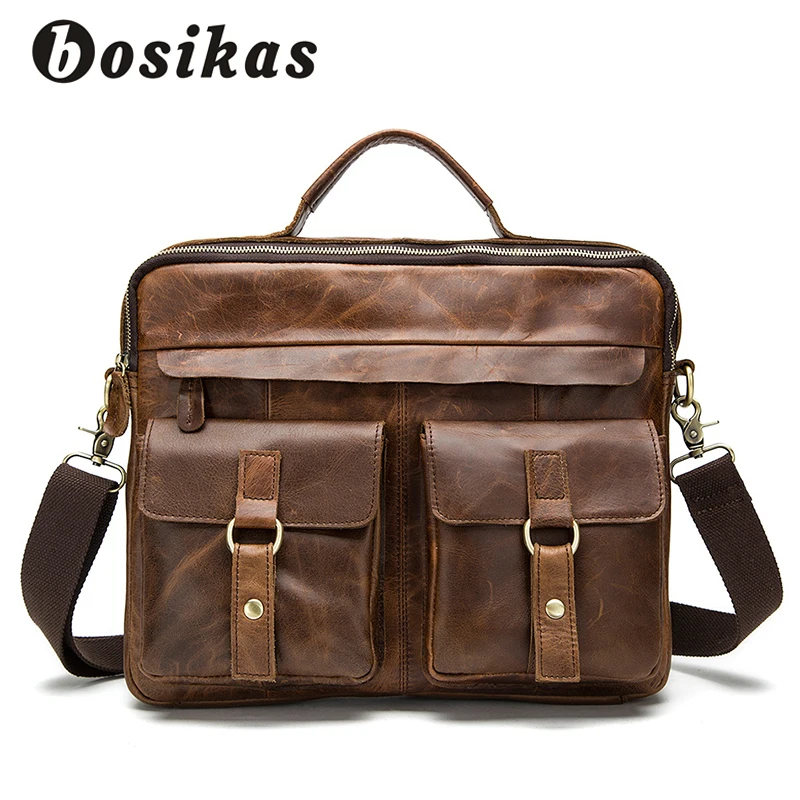 Bosikas New Men Bag Briefcases Genuine Leather Crossbody Bags Bosikas New Men Bag Briefcases Genuine Leather Crossbody Bags Messenger Totes Handbags Laptop Zipper Shoulder