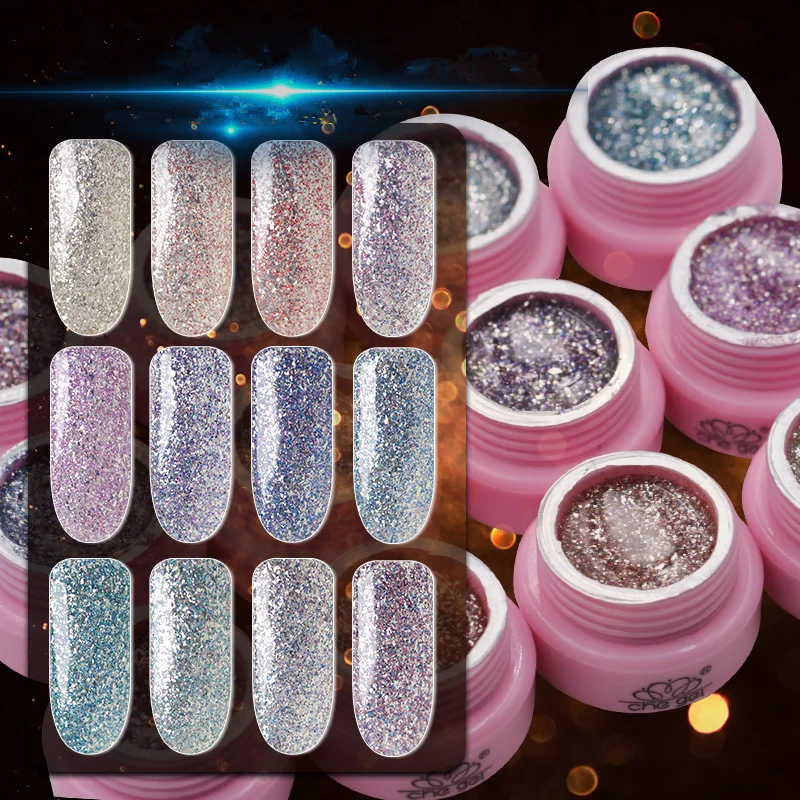 

12 Colors 3G acrylic UV Nail Gel Polish Professional Nail Gel Art Decorations Tools soak off Glitter Manicure UV Gel Nail Polish