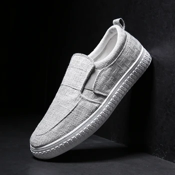 

Nice Spring New Wedge Espadrilles Fashion Leisure Canvas Shoes Men Loafers For Rubber Sole Slip On Canvas Shoes Zapatos Hombre