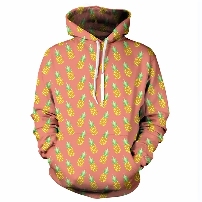 SOSHIRL Pineapple Hoodie Orange Fruit Fresh Outfit Couple Lover Tops
