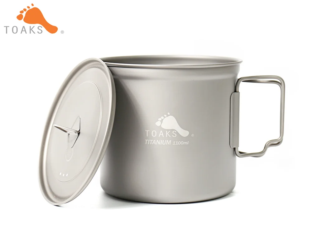 TOAKS POT-1100 puro titanio ultraligero al aire libre con tapa y mango plegable Camping vajilla 1100 ml 136G