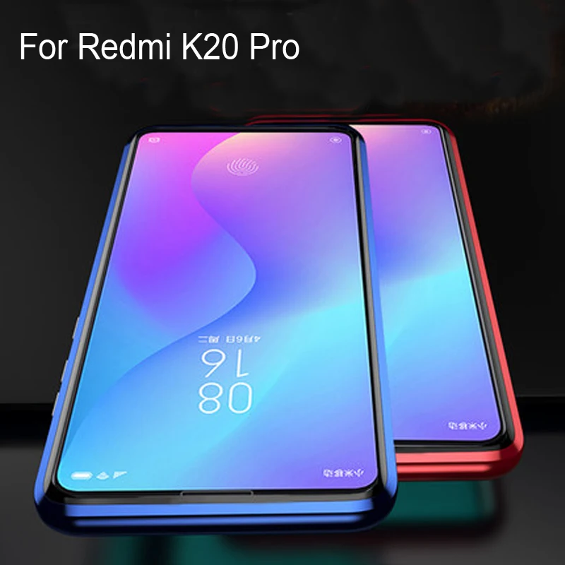 Роскошный Магнитный адсорбционный чехол для Xiaomi Redmi K20 Pro с металлической рамкой, закаленное стекло, крышка K20Pro, защитный чехол для телефона