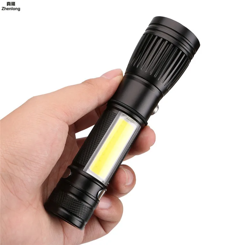 

T6 COB LED Flashlight Portable Mini ZOOM Torchflashlight Use 18650 Battery Waterproof In Life Lighting Lantern USB Camping