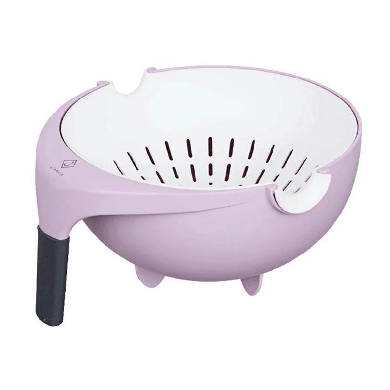 Вращающаяся, для мытья бассейна сливная корзина-дуршлаг Кухня пластиковый Овощной корзина для белья Гостиная прибор для хранения фруктов блюдо дуршлаги - Цвет: purple pink