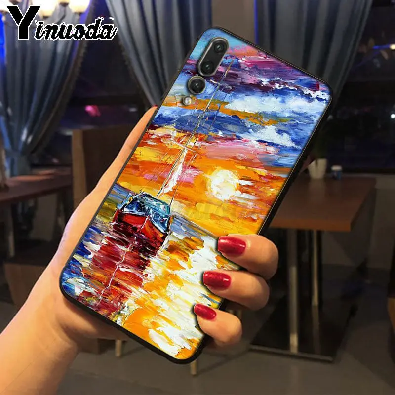 Мягкий силиконовый чехол для телефона Yinuoda sunset boat с масляной росписью huawei p20 pro