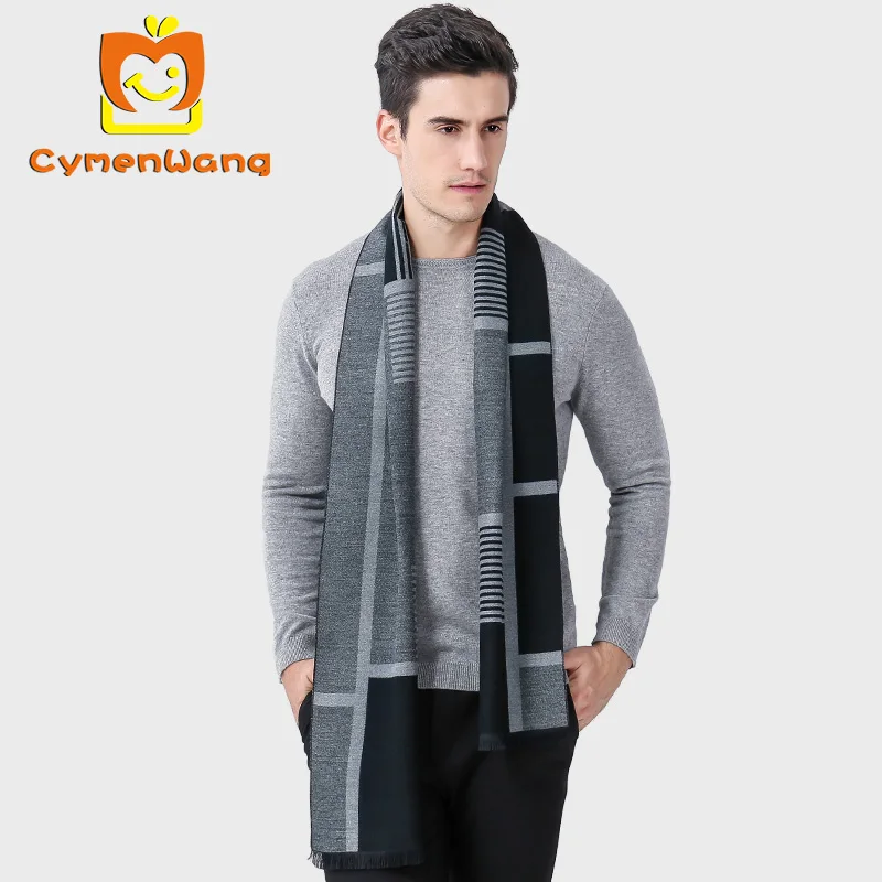 Cymenwang New Designer Scarf 2017 Fashion Long Size Male Wool Warmer Shawls Winter Scarves Casual Business Bandana Tassel |