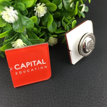 

10pcs custom LOGO any shape plastic name badge holder tag 1 magnet with acrylic plate 25*25mm