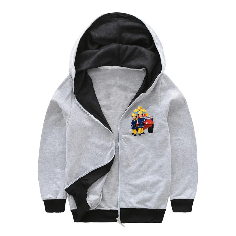

2018 Children Cartoon Fireman Sam Print Cotton Hoodies For Boy Tops Baby Girl Long Sleeve Clothes Kids Zipper hoodie