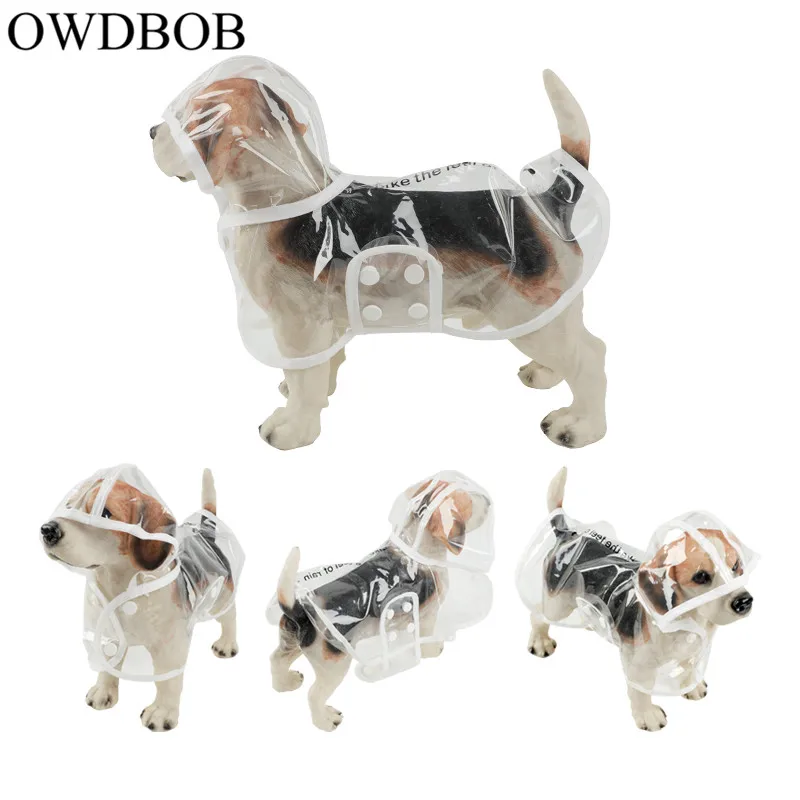 OWDBOB 1pc Waterproof Dog Raincoat with Hood Transparent font b Pet b font Dog Puppy Rain