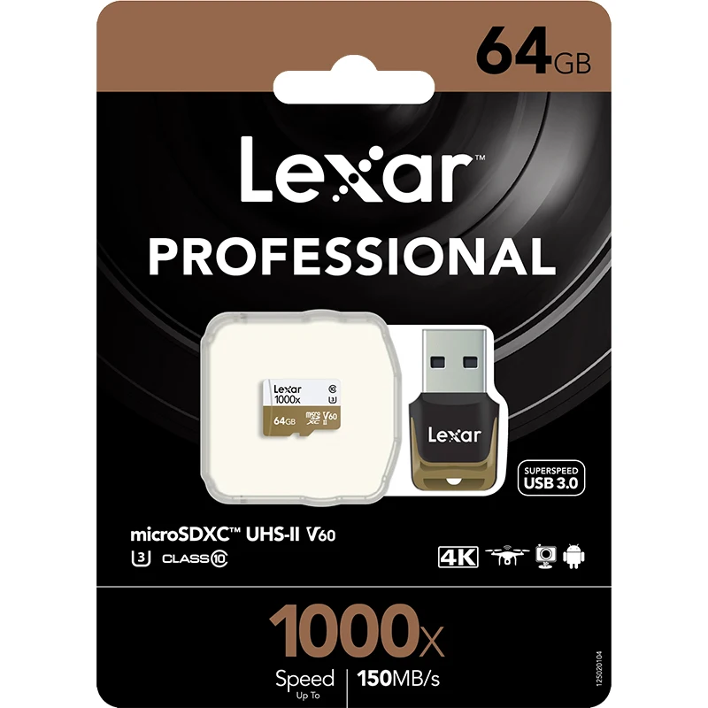 Lexar Professional 150 МБ/с./с 1000x micro SD SDHC SDXC 32 Гб 64 Гб 128 ГБ 256 Гб карта памяти UHS-II для дрона Gopro Hero спортивная видеокамера