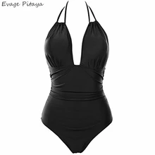 Купальный костюм женский цельный купальник maillot de bain femme одна часть без спинки бандаж Холтер v-образный Вырез Купальники Большой размер