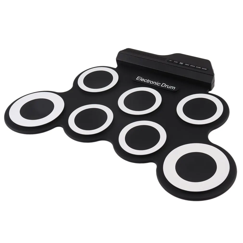

TSAI Professional 7 Silicon Pads Portable Digital USB Roll Foldable Silicone Electronic Drum Pad Kit With DrumSticks Foot Pedal
