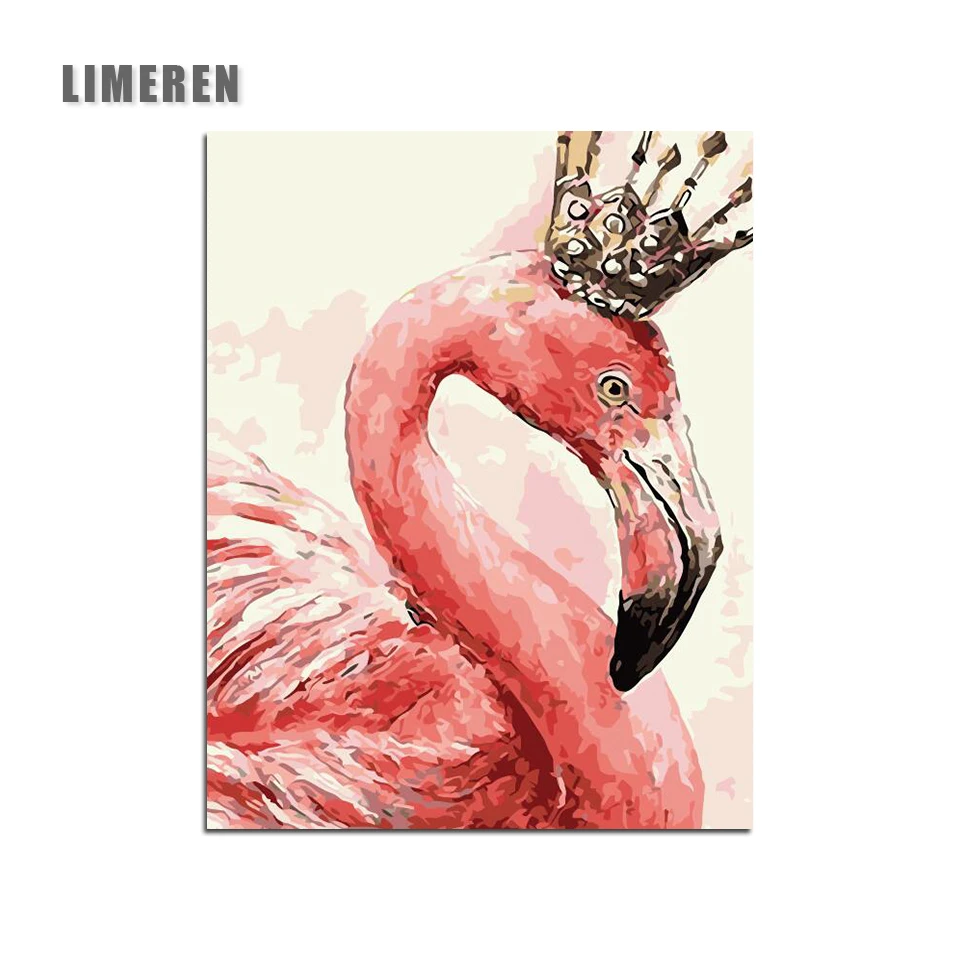 

Unframed DIY Oil Painting By Numbers Hand Painted Canvas Flamingo Animal Pictures on Canvas Europe Home Decoration