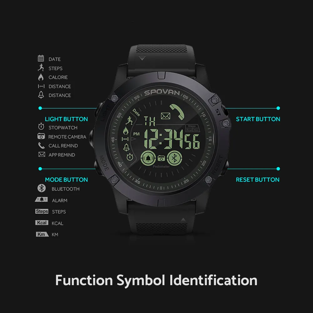  Sport Smart Watch Men Professional 5ATM Waterproof Bluetooth Call Reminder Digital Alarm Clock For  - 32999177637