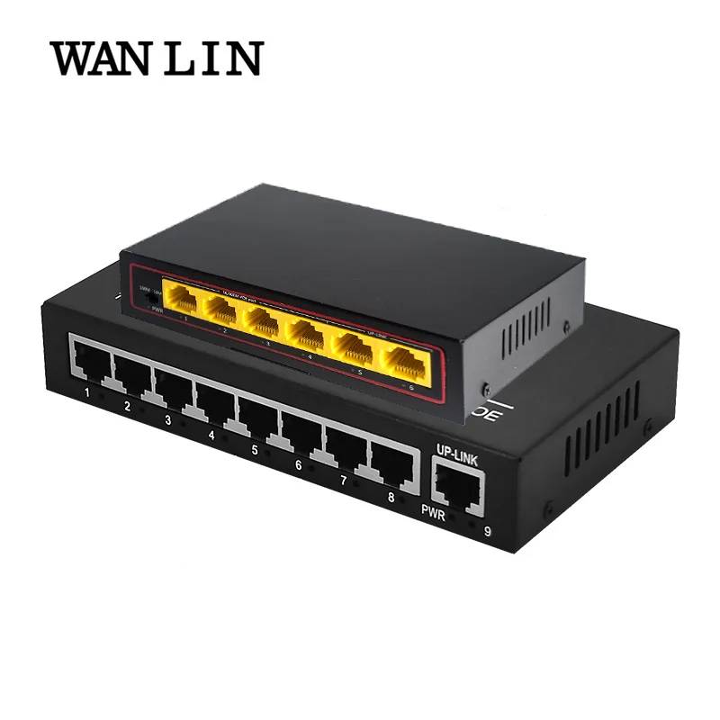 WANLIN 8 портов 4 порта PoE коммутатор 10/100 Мбит/с IEEE802.3af/at Max 120 Вт мощность для ip-камеры с