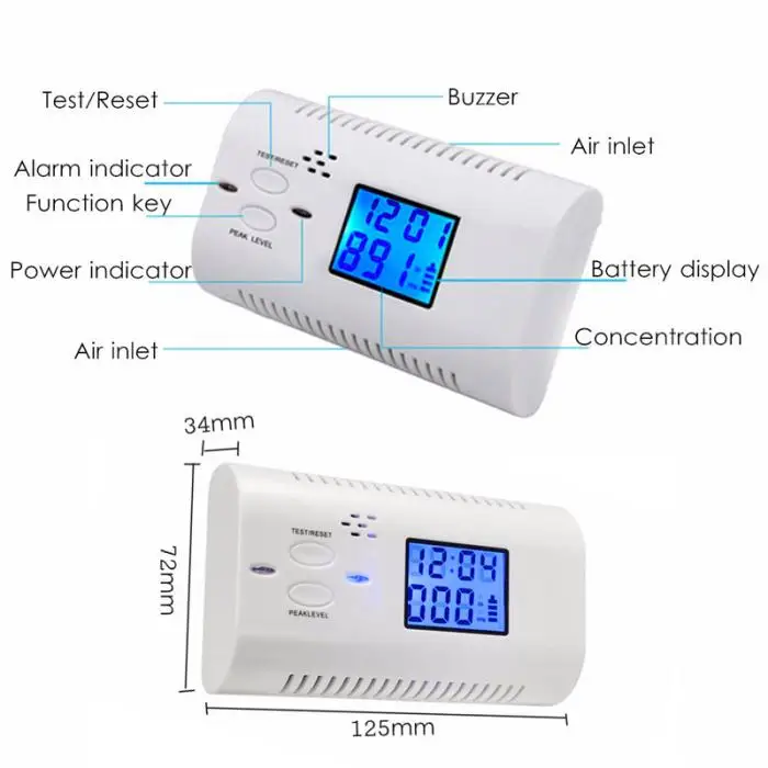 Детектор угарного газа с ЖК-дисплеем голосовые подсказки CO газовый тестер Предупреждение ющие сенсорные часы домашняя охранная