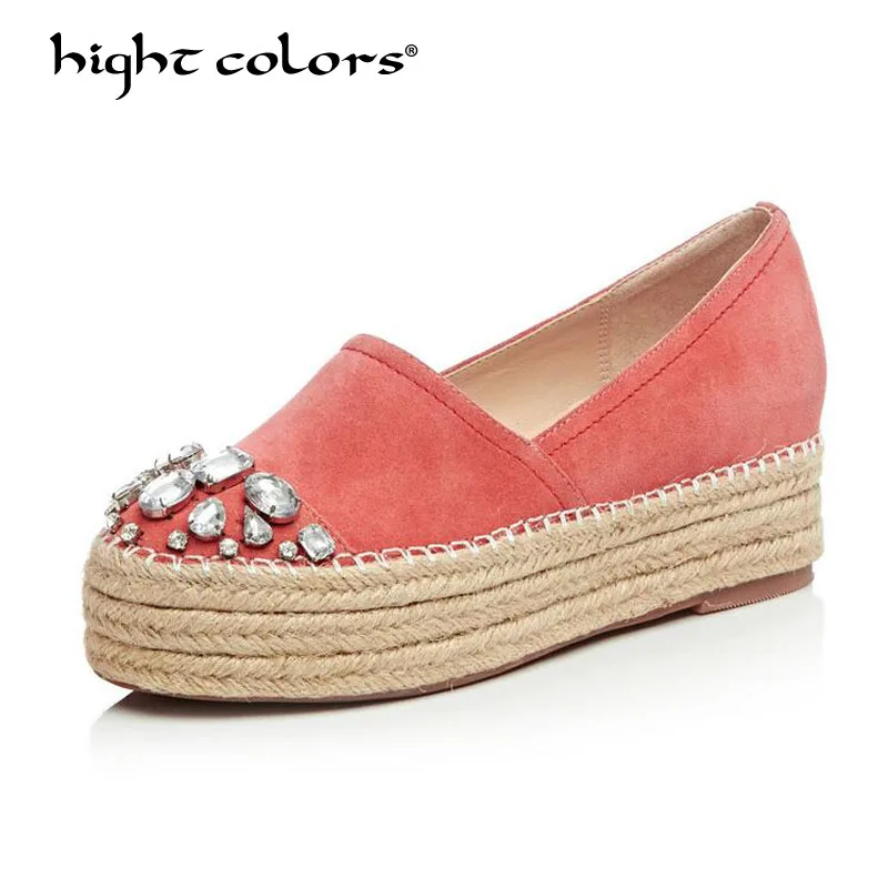 

New 2018 Women Flats moccasins Genuine Leather Shoes Woman Slip On Loafers Woman Platform Flat Shoe Fisherman