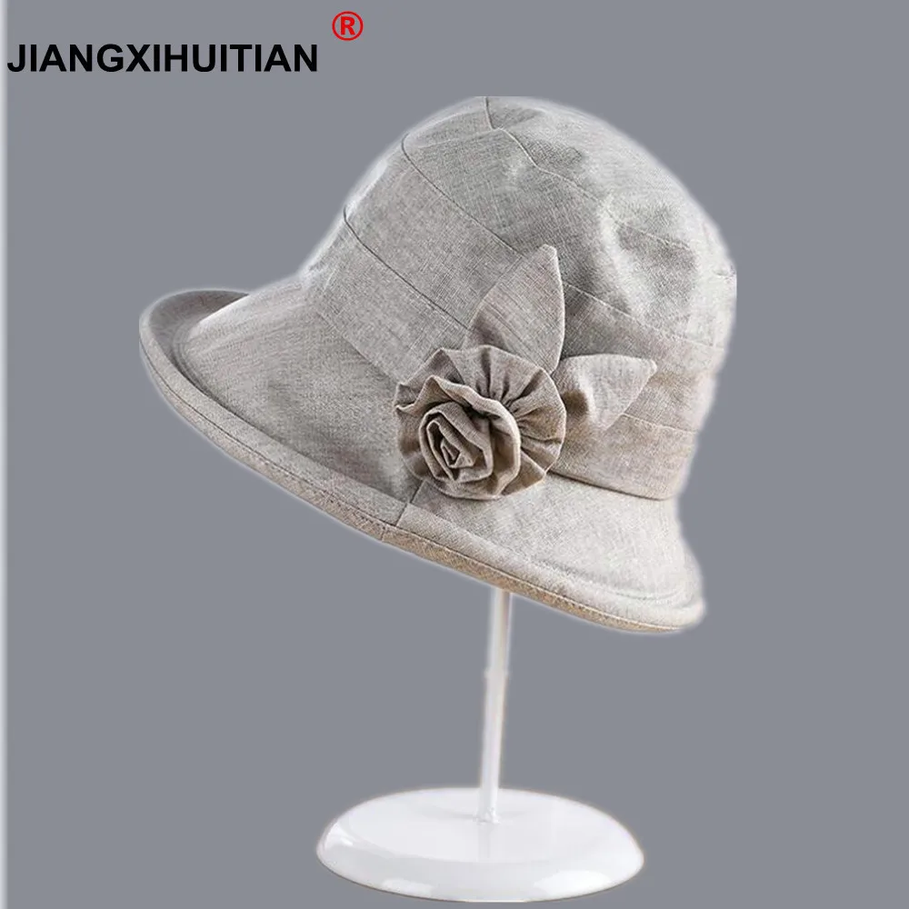 2017summer autumn Women Denim Bucket Hats with Bow Washed Summer Caps