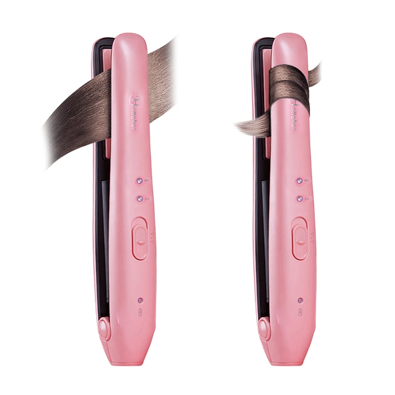 

Rechargeable Hair Straightener Hair Curler Hair Roller 2-in-1 Wireless Hair Curling & Straightening Iron Styling Tools EU D42