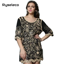 Hot Female Women 2016 Spring Style Brand New Fashion Loose Ultra Large Black Geometric Embroidery Sequined Mesh Short Dresses