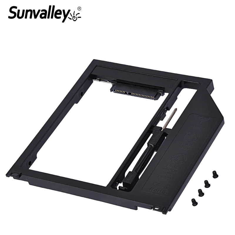 Sunvalley мм 9,5 мм пластик 2nd HDD Caddy SATA для SATA 3 2,5 "SSD HDD чехол для Apple MacBook Pro Air 13" 15 "17" DVD/CD-ROM Optibay