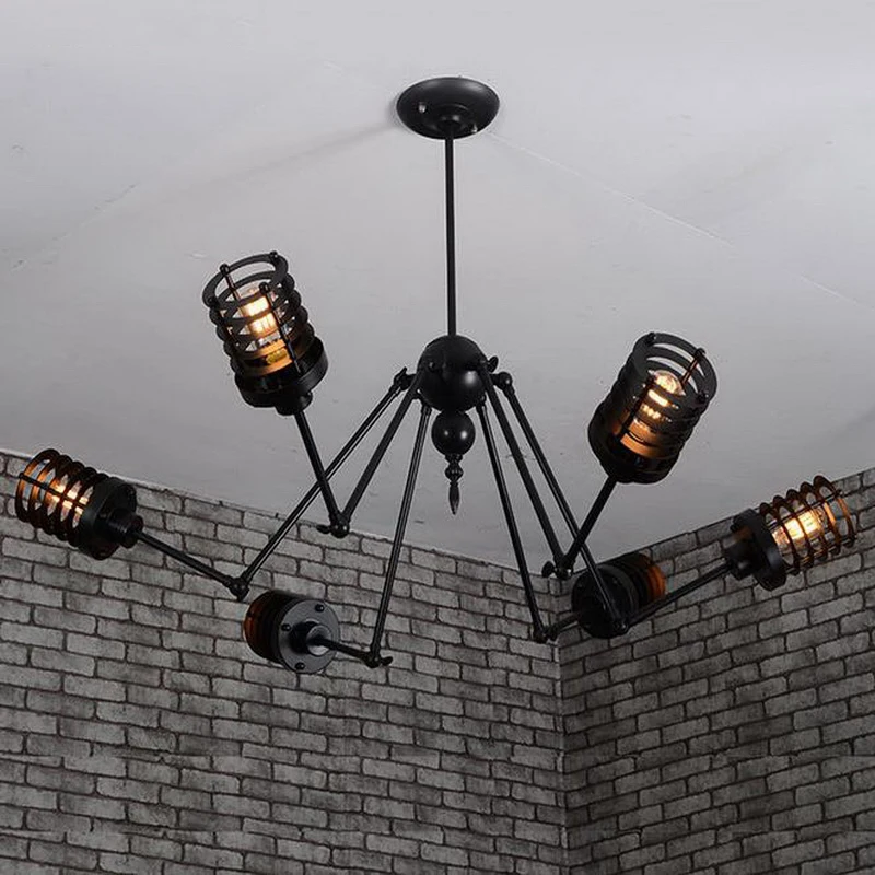 

Nordic Retro Spider Pendant Light Art Creative Iron Light Vinatge Cage Dining Room Pendant Light Fixtures E27 Edison Bulbs Light