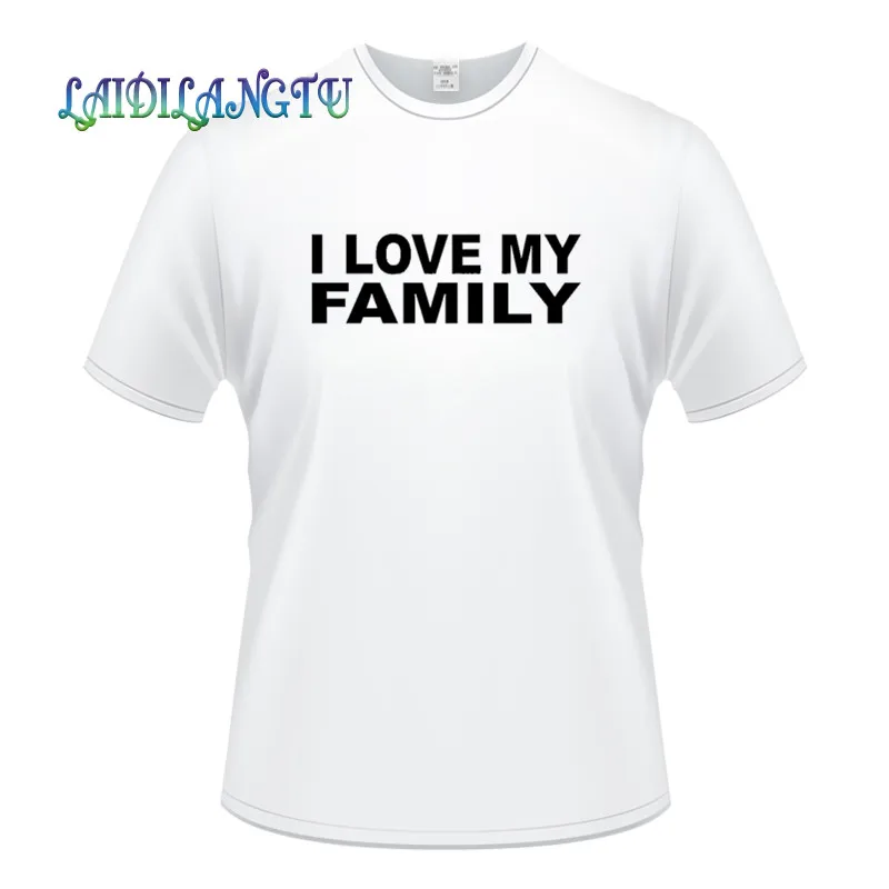 Футболка мужская с принтом I love my family хлопковая Повседневная рубашка коротким