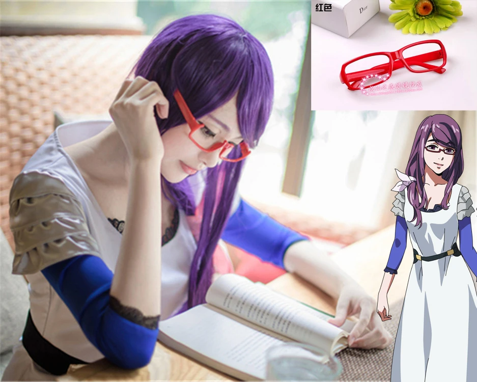 トップ品質 Rize Kamishiro紫人工毛アニメコスプレウィッグ東京グールkamishiroコスプレパーティーウィッグ 赤メガネ キャップ Wig Doll Wig Mixwig Punk Aliexpress